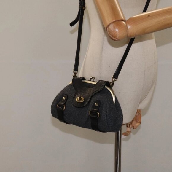 BURBERRY Blue Label Shoulder Bag Wool Gray Auth - Picture 1 of 16